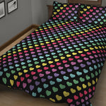 Rainbow Heart Pattern Print Quilt Bed Set