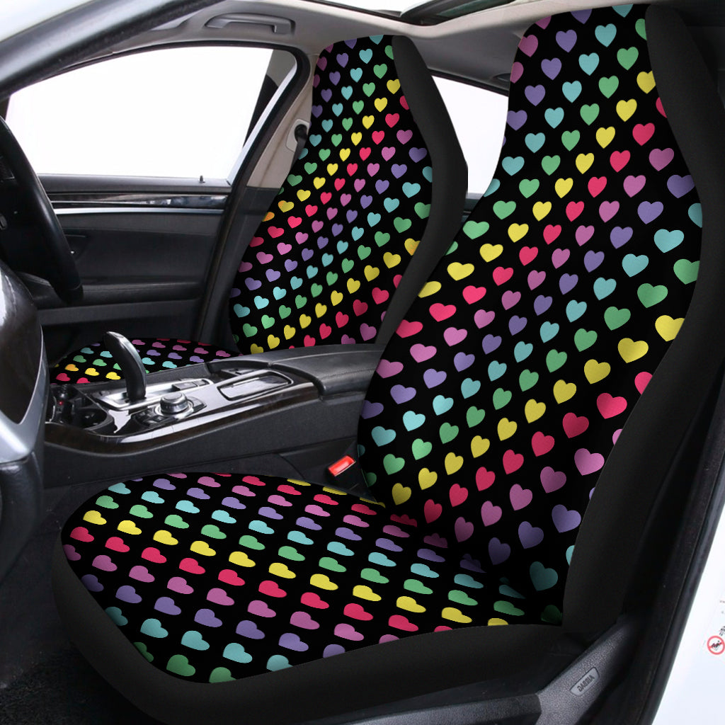 Rainbow Heart Pattern Print Universal Fit Car Seat Covers