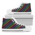Rainbow Heart Pattern Print White High Top Sneakers