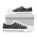 Rainbow Heart Pattern Print White Low Top Sneakers