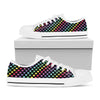 Rainbow Heart Pattern Print White Low Top Shoes