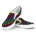 Rainbow Heart Pattern Print White Slip On Sneakers