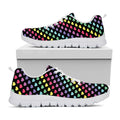 Rainbow Heart Pattern Print White Running Shoes