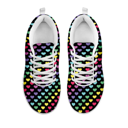 Rainbow Heart Pattern Print White Sneakers