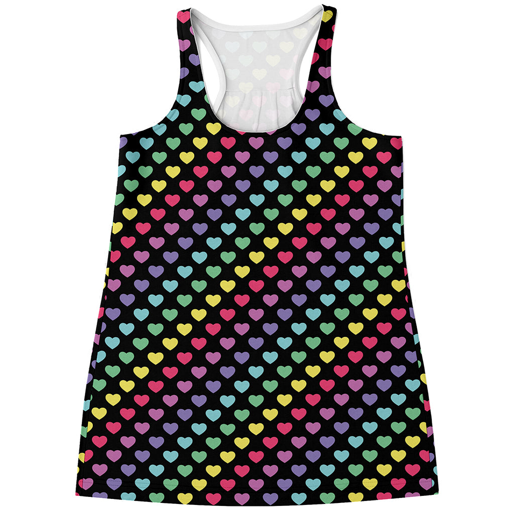 Rainbow Heart Pattern Print Women's Racerback Tank Top