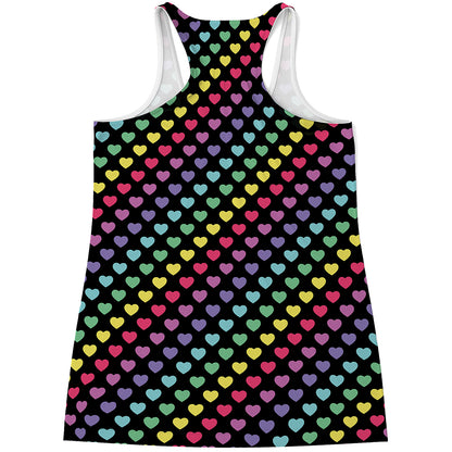 Rainbow Heart Pattern Print Women's Racerback Tank Top
