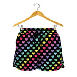 Rainbow Heart Pattern Print Women's Shorts