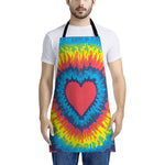 Rainbow Heart Tie Dye Print Apron