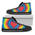 Rainbow Heart Tie Dye Print Black High Top Sneakers