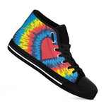 Rainbow Heart Tie Dye Print Black High Top Shoes