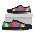 Rainbow Heart Tie Dye Print Black Low Top Sneakers