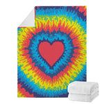Rainbow Heart Tie Dye Print Blanket