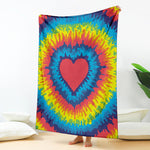 Rainbow Heart Tie Dye Print Blanket