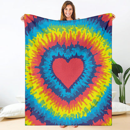 Rainbow Heart Tie Dye Print Blanket