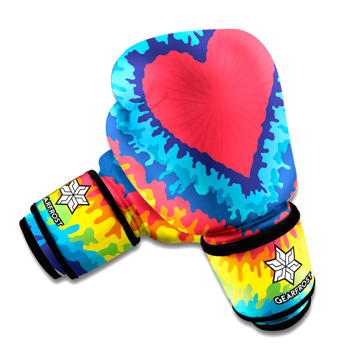 Rainbow Heart Tie Dye Print Boxing Gloves