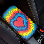 Rainbow Heart Tie Dye Print Car Center Console Cover