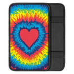 Rainbow Heart Tie Dye Print Car Center Console Cover