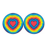 Rainbow Heart Tie Dye Print Car Coasters