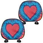 Rainbow Heart Tie Dye Print Car Headrest Covers