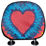 Rainbow Heart Tie Dye Print Car Headrest Covers