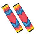 Rainbow Heart Tie Dye Print Car Seat Belt Covers
