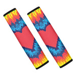 Rainbow Heart Tie Dye Print Car Seat Belt Covers