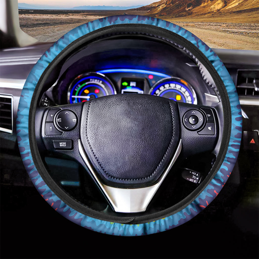 Rainbow Heart Tie Dye Print Car Steering Wheel Cover