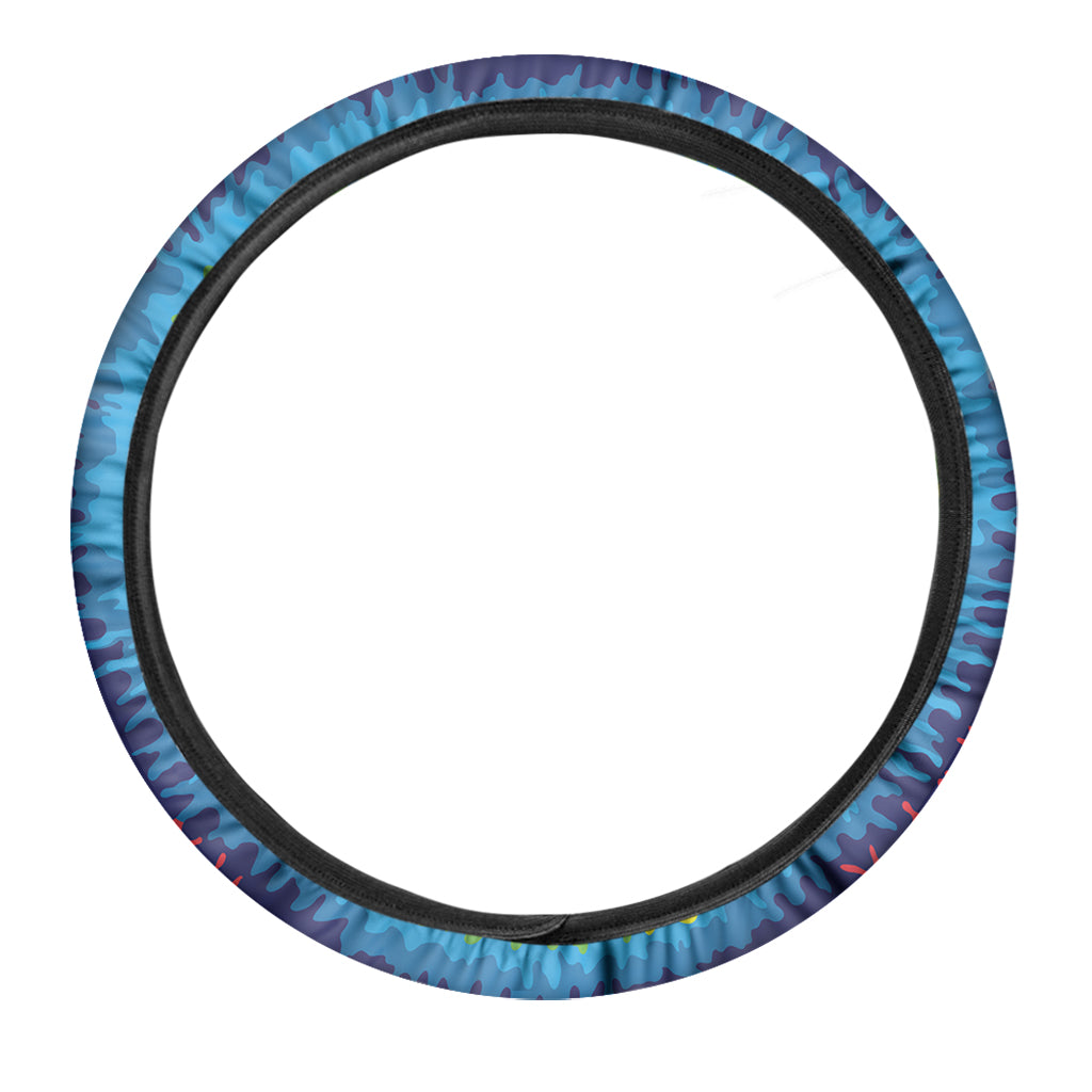 Rainbow Heart Tie Dye Print Car Steering Wheel Cover