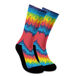 Rainbow Heart Tie Dye Print Crew Socks