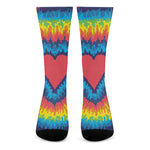 Rainbow Heart Tie Dye Print Crew Socks