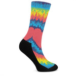 Rainbow Heart Tie Dye Print Crew Socks