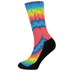 Rainbow Heart Tie Dye Print Crew Socks