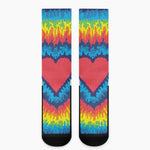 Rainbow Heart Tie Dye Print Crew Socks