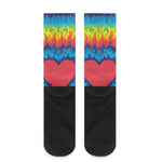 Rainbow Heart Tie Dye Print Crew Socks