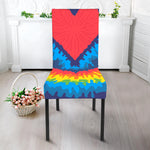 Rainbow Heart Tie Dye Print Dining Chair Slipcover