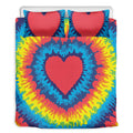 Rainbow Heart Tie Dye Print Duvet Cover Bedding Set