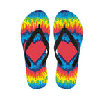 Rainbow Heart Tie Dye Print Flip Flops
