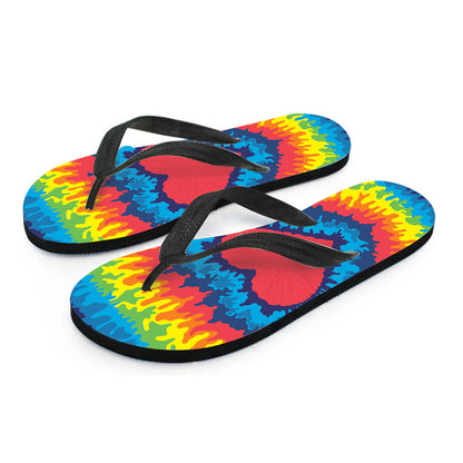 Rainbow Heart Tie Dye Print Flip Flops
