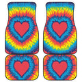 Rainbow Heart Tie Dye Print Front and Back Car Floor Mats