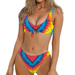 Rainbow Heart Tie Dye Print Front Bow Tie Bikini