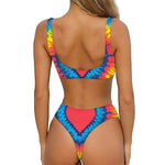Rainbow Heart Tie Dye Print Front Bow Tie Bikini