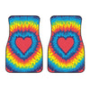 Rainbow Heart Tie Dye Print Front Car Floor Mats