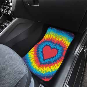 Rainbow Heart Tie Dye Print Front Car Floor Mats