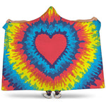 Rainbow Heart Tie Dye Print Hooded Blanket