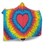 Rainbow Heart Tie Dye Print Hooded Blanket