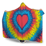 Rainbow Heart Tie Dye Print Hooded Blanket