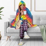 Rainbow Heart Tie Dye Print Hooded Blanket