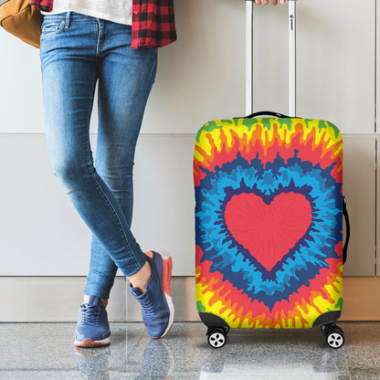 Rainbow Heart Tie Dye Print Luggage Cover