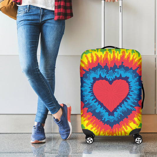 Rainbow Heart Tie Dye Print Luggage Cover