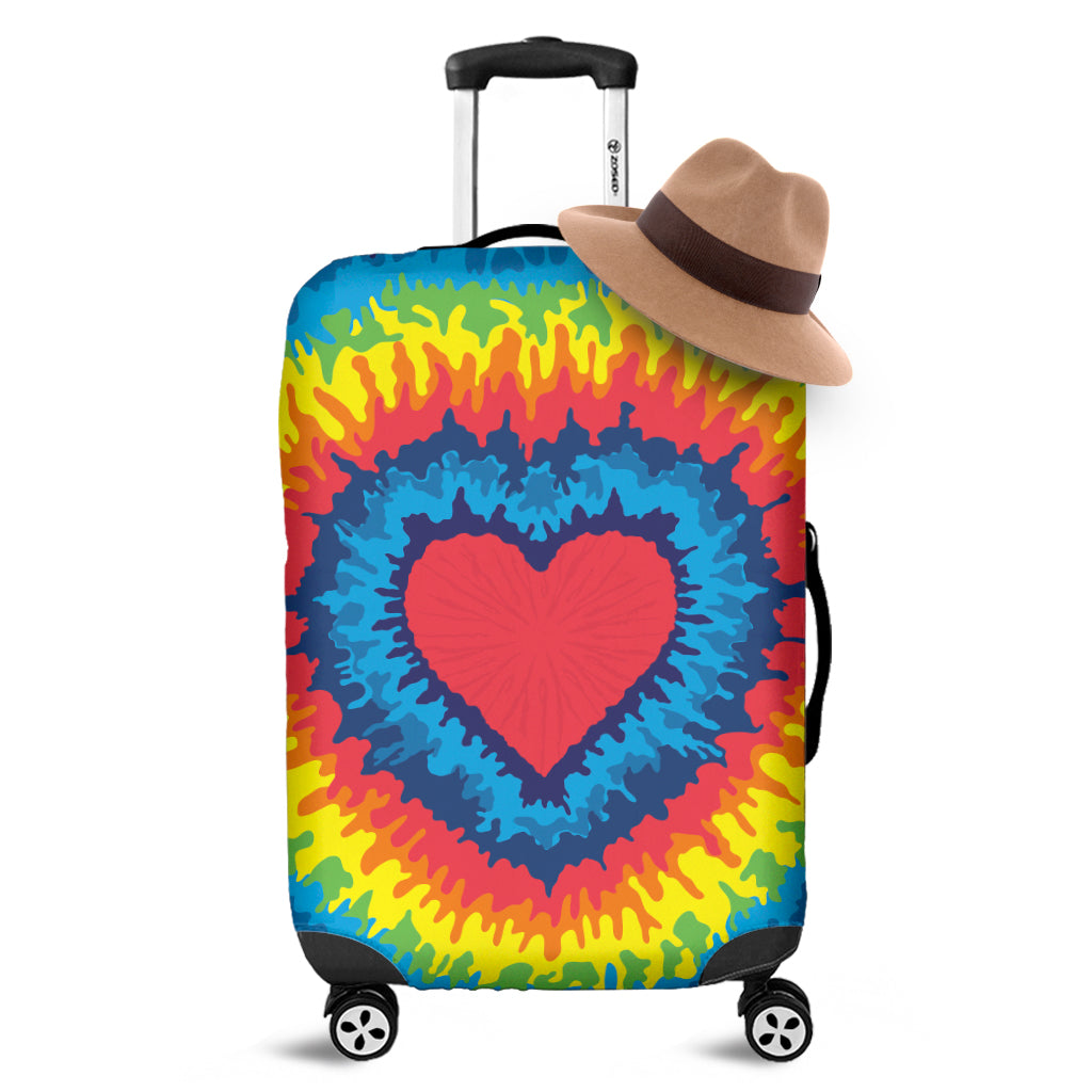 Rainbow Heart Tie Dye Print Luggage Cover